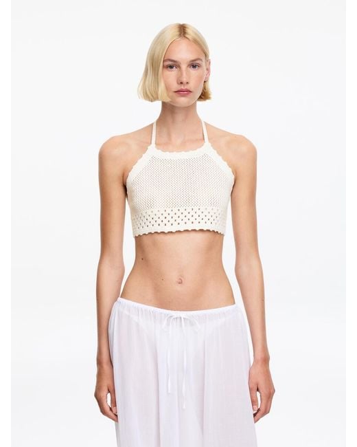 ARKET White Crochet Halterneck Top