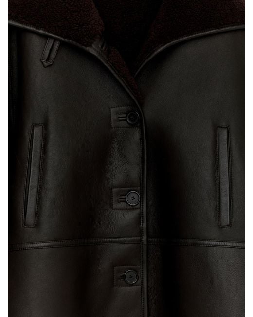 ARKET Black Shearling-Lined Leather Jacket