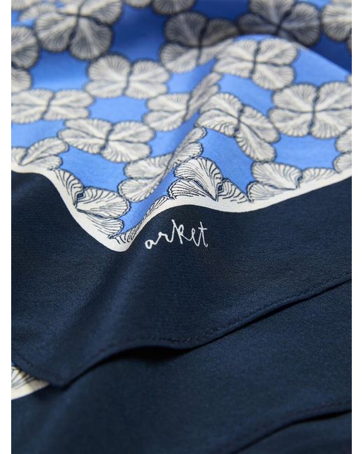 ARKET Blue Printed Silk Scarf
