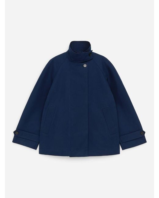 ARKET Blue Funnel-Collar Cotton Jacket