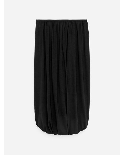 ARKET Black Draped Midi Skirt