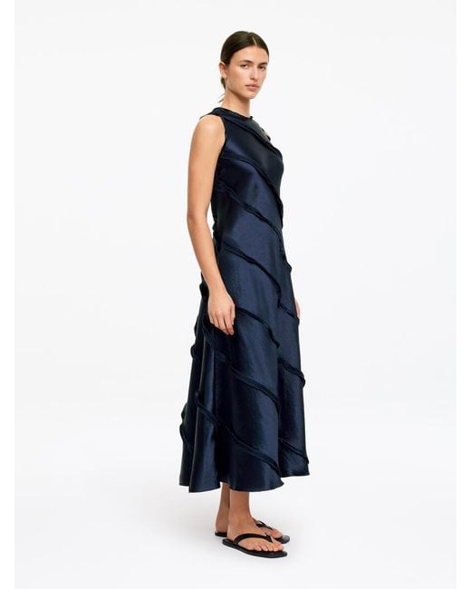 ARKET Blue Frill Satin Dress
