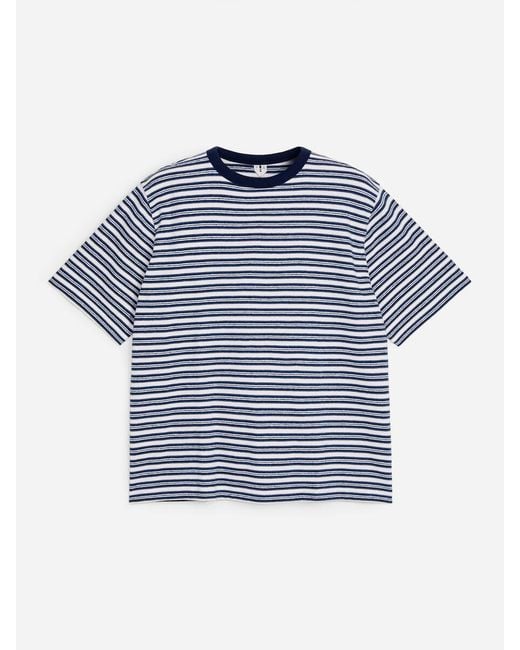 ARKET Blue Relaxed Bouclé T-Shirt for men
