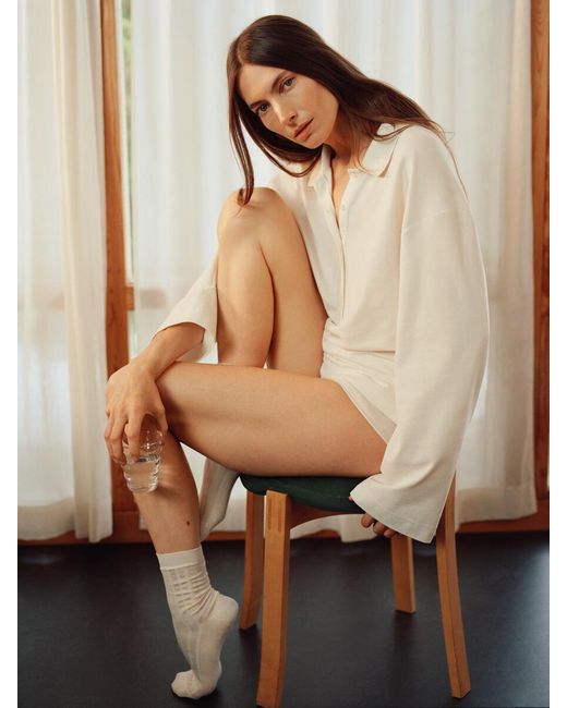ARKET White Ribbed Silk-Blend Socks