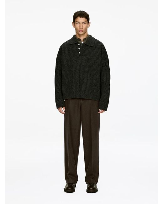 ARKET Black Relaxed Wool Trousers for men