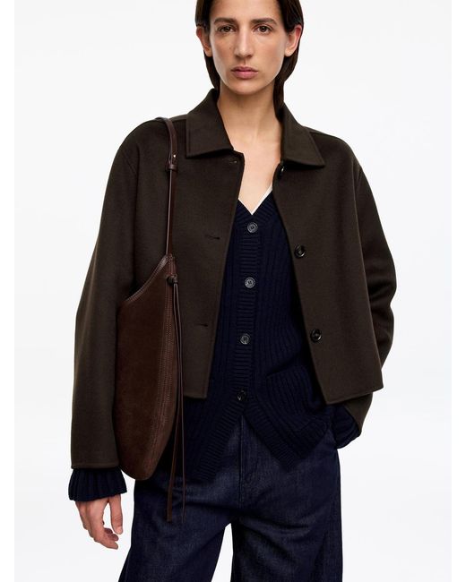 ARKET Black Doublé Wool-Blend Overshirt