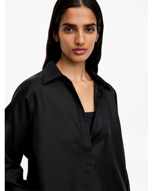 ARKET Black Silk Twill Shirt