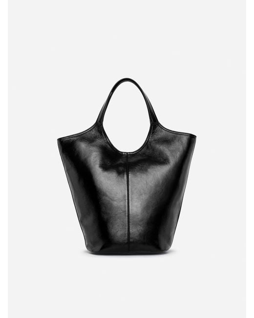 ARKET Black Patent Leather Tote Bag