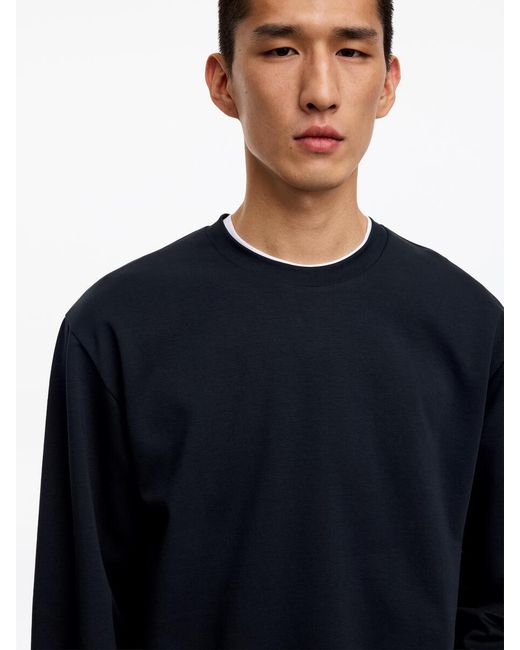 ARKET Blue Interlock Long-Sleeve T-Shirt for men