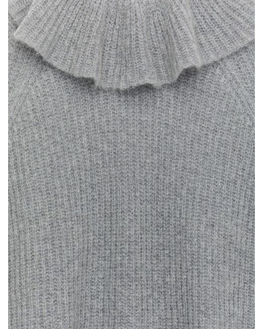ARKET Gray Mohair-Wool Blend Ruffle Jumper