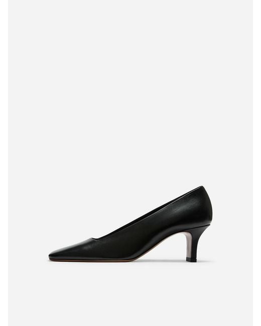 ARKET Black Square-Toe Leather Pumps