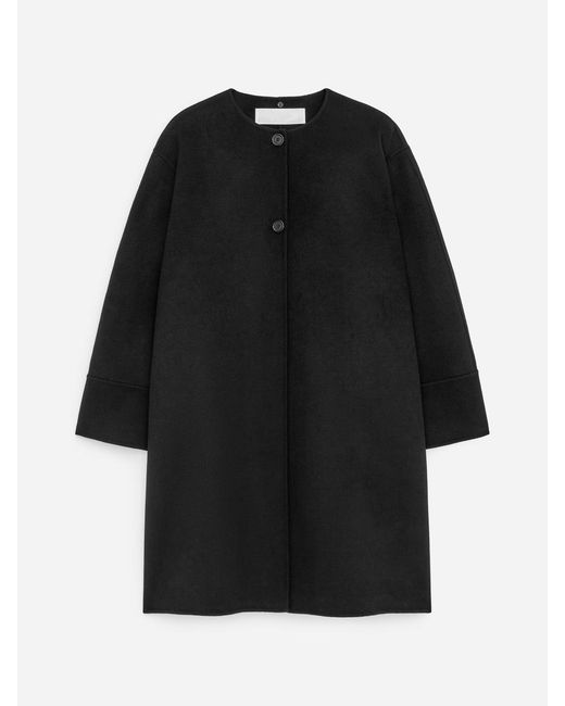 ARKET Black Doublé Wool-Blend Cape Coat