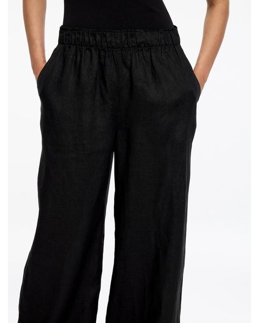 ARKET Black Wide Linen Trousers