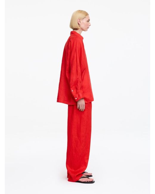 ARKET Red Relaxed Linen Shirt