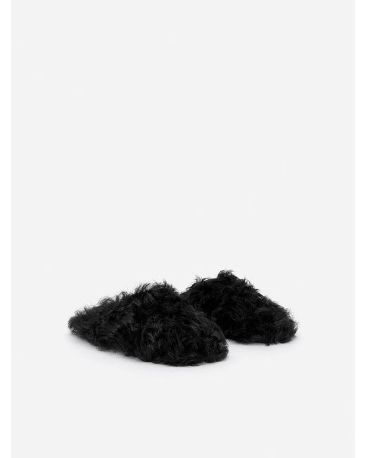 ARKET Green Shearling Mules
