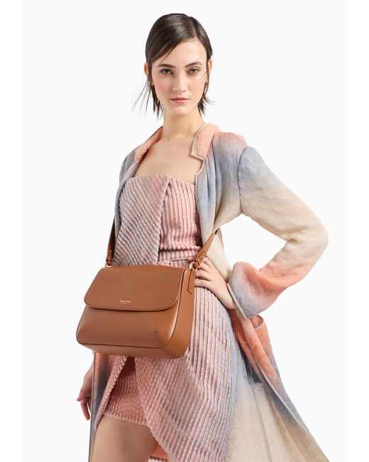 Giorgio Armani Brown Medium La Prima Soft Baguette Bag In Nappa Leather