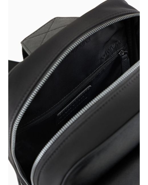 Emporio Armani Asv Ein-schulter-rucksack Aus Wiederaufbereitetem Saffiano Und Recyceltem Nylon in Black für Herren