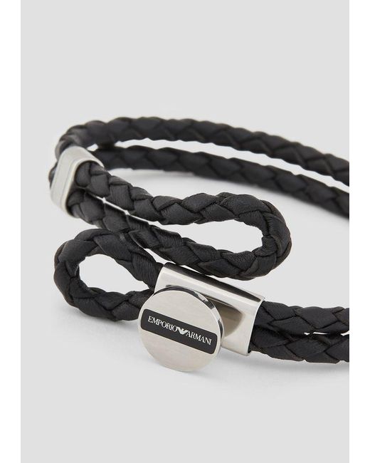 Emporio Armani Leather Bracelet in Black for Men Save 33 Lyst