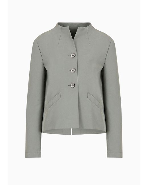 Emporio Armani Gray Cupro Jacket With Asymmetric Hem