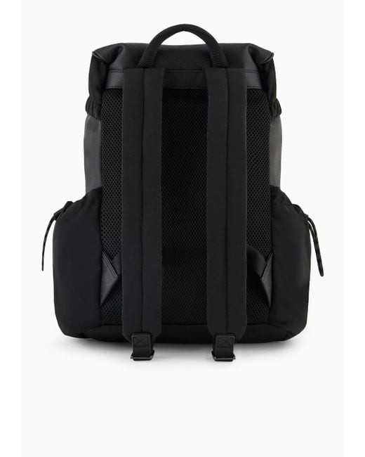 Emporio Armani Black Asv Regenerated Saffiano And Recycled Nylon Backpack for men