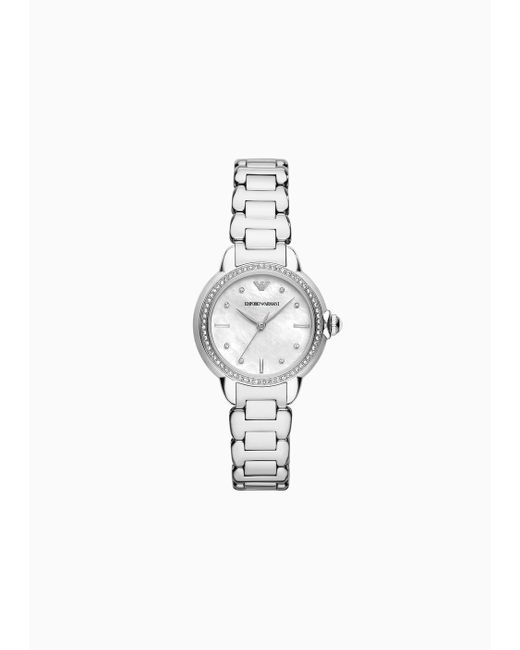 Emporio Armani White Three-hand Stainless Steel Watch