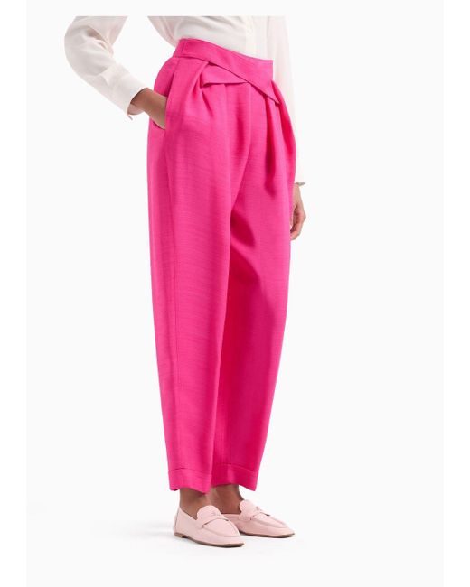 Pantalon À Pinces Et Détails Croisés En Crêpe De Viscose Emporio Armani en coloris Pink