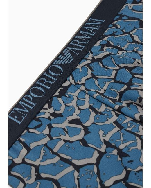 Emporio Armani Blue All-over Camouflage Print Boxer Briefs for men