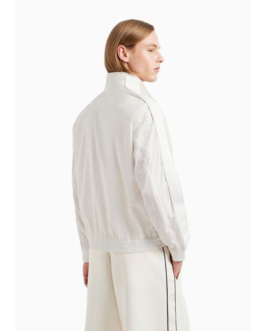 Emporio Armani White Full-zip Blouson In Light Nylon With Logo Tape for men