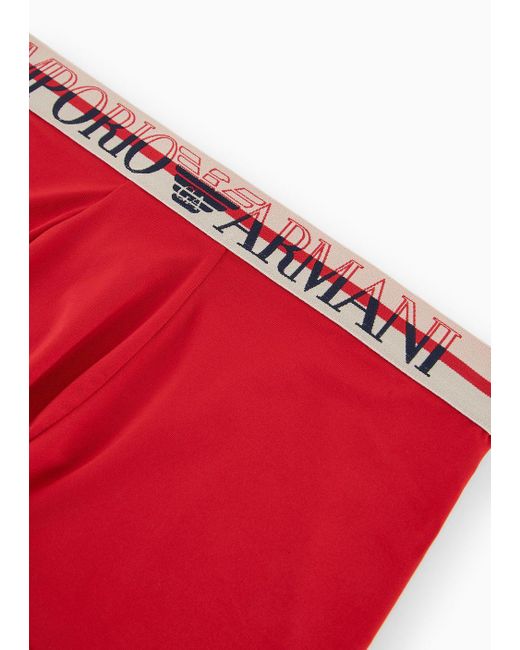 Emporio Armani Eng Anliegende Boxershorts Aus Mikrofaser Mit Mehrfarbigem Logobund in Red für Herren