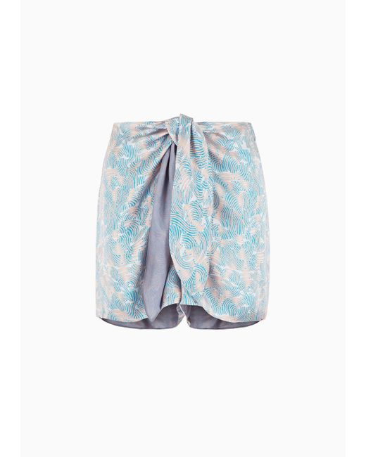 Giorgio Armani Blue Printed Silk Shorts
