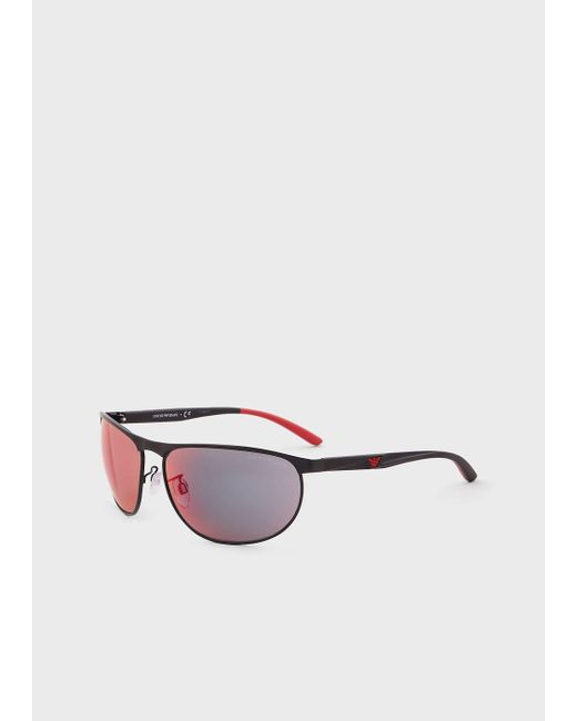 Emporio Armani Rubber Men's Rounded Sunglasses in Black for Men Lyst