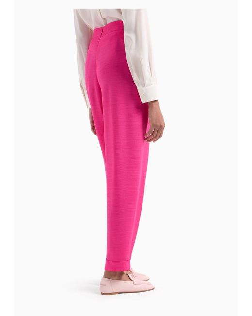 Pantalon À Pinces Et Détails Croisés En Crêpe De Viscose Emporio Armani en coloris Pink