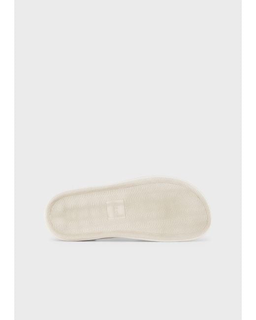 Giorgio Armani White Braided Leather And Cotton Sandals for men