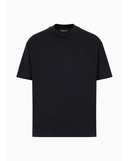 Emporio Armani Black Heavy Jersey T-shirt With Embossed Logo for men