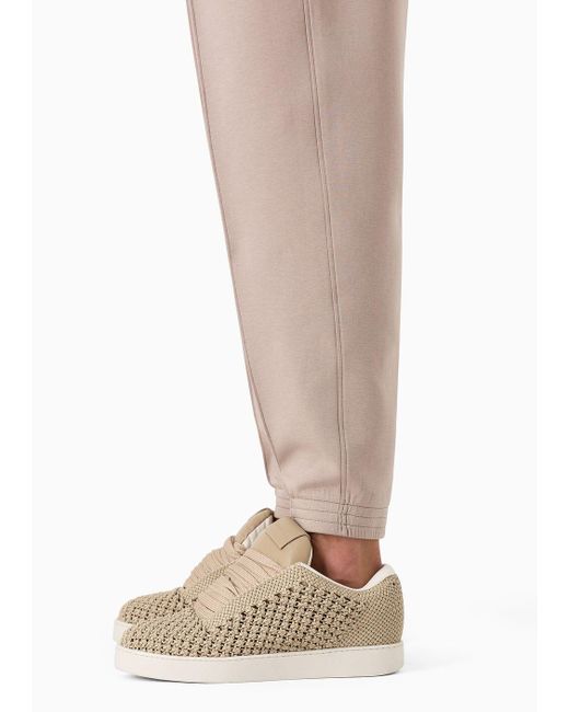 Emporio Armani Natural Double-jersey Trousers With Crease And Stretch Ankle Cuffs for men