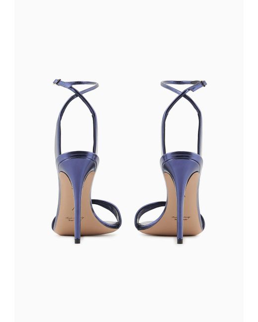 Giorgio Armani Blue Lamé-leather Heeled Sandals
