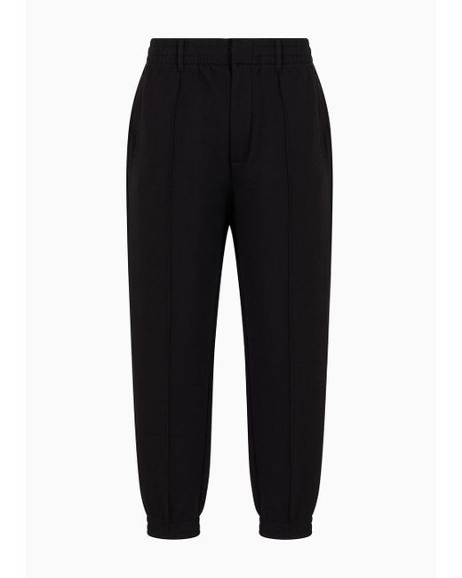 Pantalon Avec Nervures Et Bas Élastique En Jersey Double Emporio Armani pour homme en coloris Black