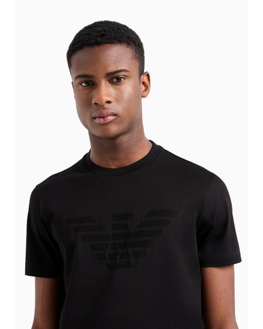 Emporio Armani Black Jersey T-shirt With Jacquard Logo for men