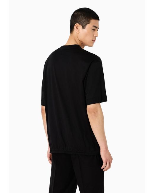 Emporio Armani Black Asv Comfort-fit V-neck T-shirt In Lyocell-blend Jersey for men