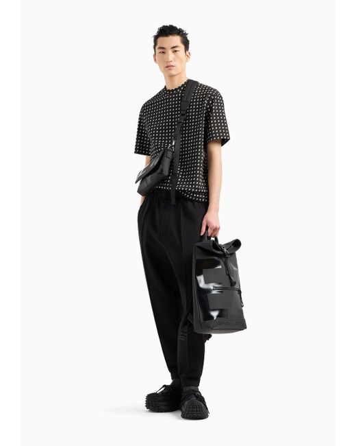 Emporio Armani Black Double-jersey Trousers With Crease And Stretch Ankle Cuffs for men