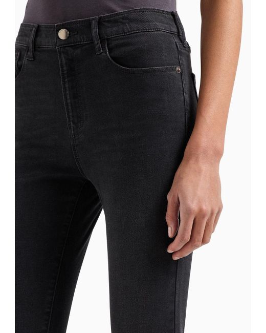 Emporio Armani Black J20 High-waisted Super-skinny Leg Jeans In Stone-wash Comfort Denim