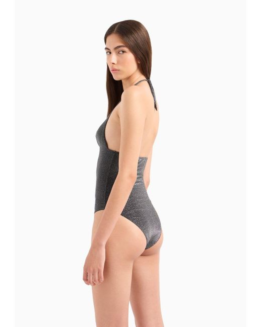 Emporio Armani Black Lurex Padded One-piece Swimsuit