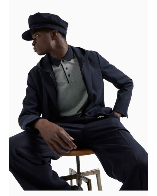 Emporio Armani Gray Striped Asv Lyocell-blend Jersey Polo Shirt for men