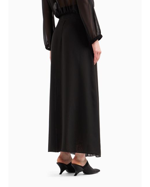 Emporio Armani Black Panelled Georgette Long Skirt With Peplum