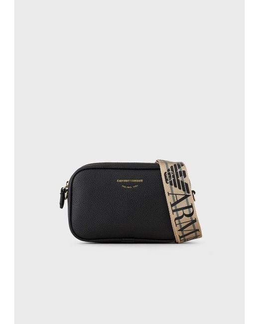 Emporio Armani Deerprint Camera Case With Shoulder Strap in Black
