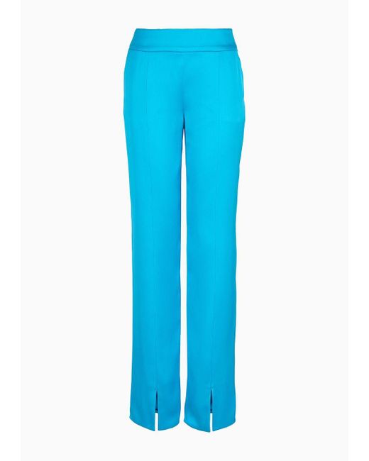Giorgio Armani Blue Double Silk-satin Trousers