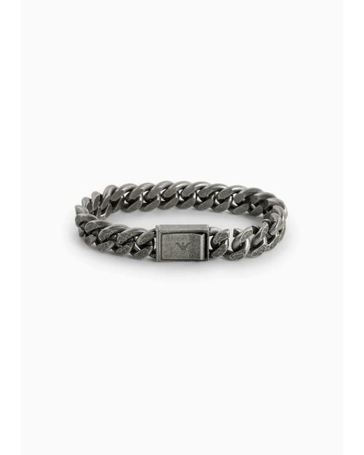 Emporio Armani Gray Stainless Steel Chain Bracelet for men