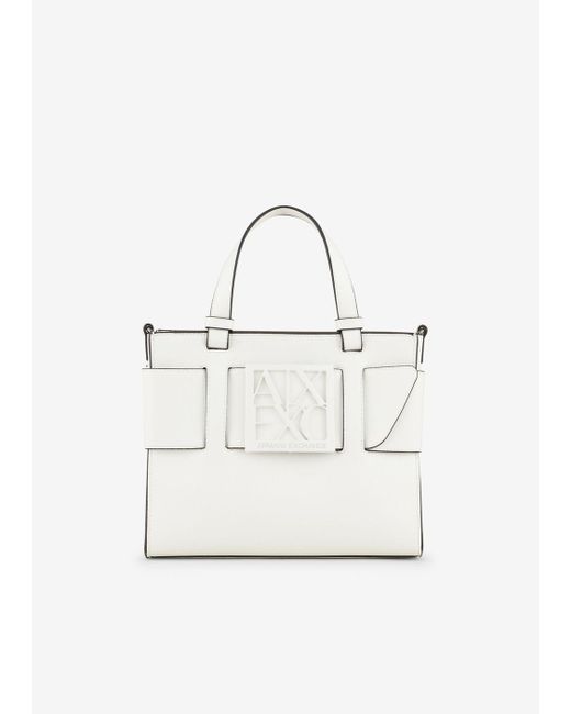Armani Exchange White Medium Tote Bag for men