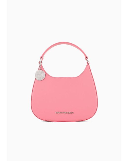 Emporio Armani Pink Sustainability Values Capsule Collection Pebbled Recycled Leather Hobo Handbag