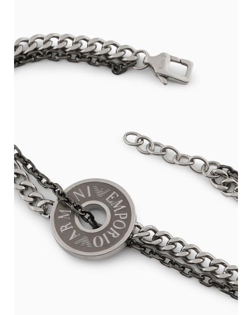 Emporio Armani Metallic Stainless Steel And Ip Gun-plating Chain Bracelet for men